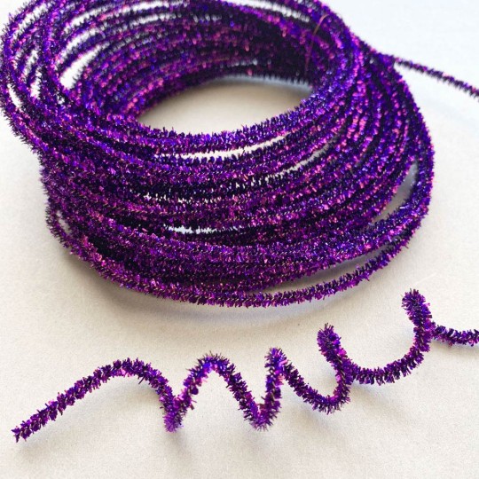 Mini Metallic Wired Tinsel Cord in Violet Purple ~ 1/8" wide ~ 10 meter length